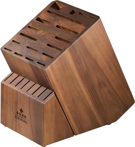 Bloque de cuchillos ENOKING sin cuchillos, soporte grande para cuchillos - 25 ranuras de madera de acacia, bloque universal de carnicero para
