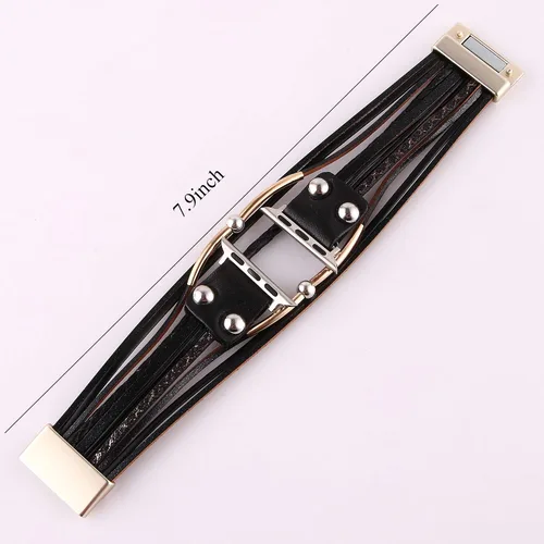 Miniatura 7 de Pulsera de cuero multicapa compatible con Apple Watch Ultra SE 8 7 6 5 4 3 1.496 in 1.575 in 1.614 in 1.654 in 1.732 in 1.772 in 1.929 in