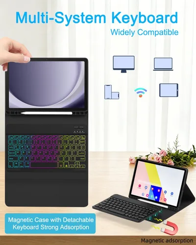 Miniatura 7 de Funda EAMPANG con teclado ratón para Samsung Galaxy Tab A9 Plus de 11 pulgadas (SM-X210/X215/X216/X218), teclado magnético desmontable USB-C