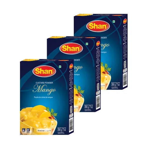 Shan Polvo de crema de mango, 7.05 oz, postre esencial para cualquier ocasión, apto para vegetarianos, bolsa hermética en una caja (paquete de 3)