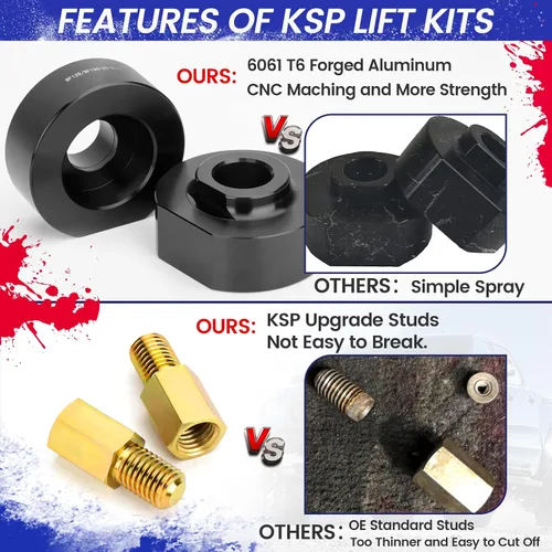 Miniatura 4 de KSP 2" Kits de elevación para F250 F350 1999-2022, espaciador de elevación frontal de 2 pulgadas con extensores de perno de 3/4" compatibles