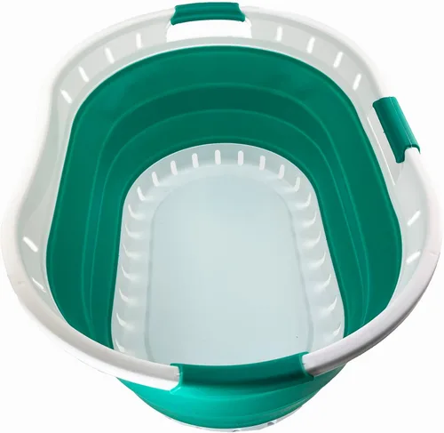SAMMART Cesta plegable de plástico para la ropa sucia de 44 litros (11.6 galones), contenedor de almacenamiento plegable, organizador y tina de