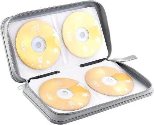 Miniatura 5 de Estuche para CD, cartera con capacidad para 80 discos DVD VCD, estuche para Blu-ray, organizador de almacenamiento (Plata)