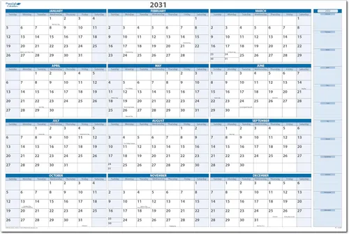 Miniatura 12 de Calendario de pared horizontal borrable en húmedo y seco, azul cielo 2026, 36 pulgadas de alto x 56 pulgadas de ancho con área de planificación
