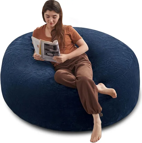 Miniatura 17 de LKD Puf para adultos, 4 pies, puf con relleno, de espuma viscoelástica, puf de felpa, adecuado para dormitorio, balcón, juegos, ocio, lectura