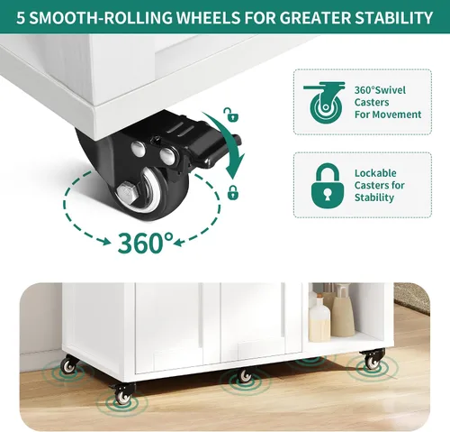 Miniatura 7 de YITAHOME Carrito de isla de cocina rodante de 37 pulgadas con almacenamiento, isla de bloque de carnicero sobre ruedas, carritos de almacenamiento