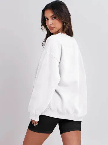 Miniatura 4 de ANRABESS Sudadera de gran tamaño para mujer, con cuello redondo, estilo Y2K, sudadera con capucha de forro polar, cómoda, camiseta informal, ropa