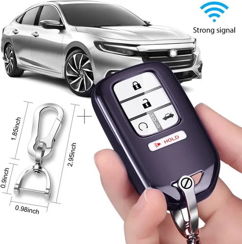 Miniatura 5 de QBUC Funda para llavero Honda con llavero, TPU suave, protección completa, compatible con Honda Accord Civic CRV HRV Pilot Odyssey Passport Smart