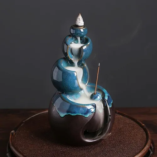 Miniatura 2 de Creative Kiln Turns - Quemador de incienso de reflujo azul izquierdo y derecho, planeta cósmico, humo, cascada, quemador de incienso, aromaterapia