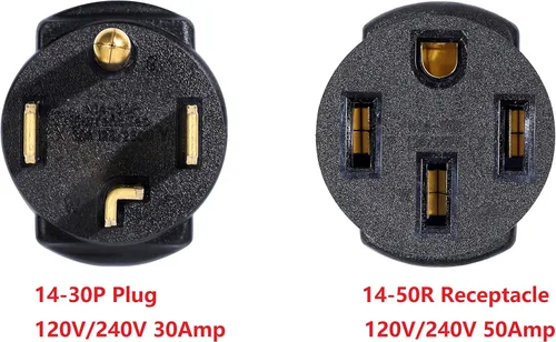 Miniatura 2 de ONETAK NEMA 14-30P a 14-50R Compacto 120V/240V 30 Amp 4 clavijas macho enchufe a 50 Amp 4 clavijas hembra receptáculo generador soldador secadora RV