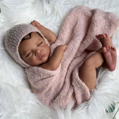 Miniatura 5 de Zero Pam Muñecas negras Reborn de 19 pulgadas, muñeca afroamericana recién nacida de 19 pulgadas, muñecas de bebé realistas, muñeca realista
