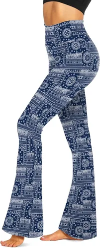 Miniatura 78 de TNNZEET Leggings acampanados negros para mujer, pantalones de yoga cruzados con bolsillos, corte de bota, leggings acampanados