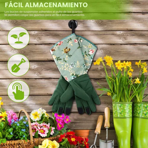 Miniatura 6 de WANCHI Guantes de jardinería, duraderos y cómodos guantes largos de jardín para mujer, para trabajos de jardinería y trabajo en el patio, guantes