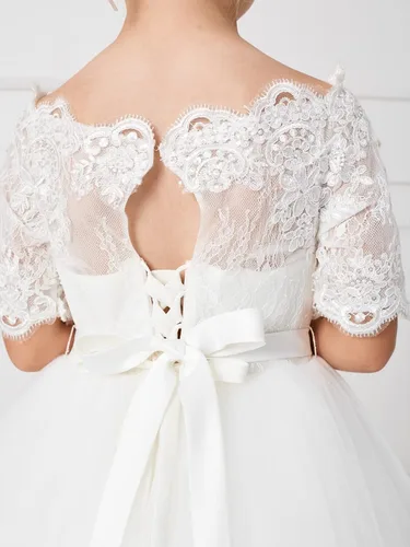 Miniatura 5 de Elegante vestido de primera comunión con cuentas de encaje para niña de 2 a 12 años
