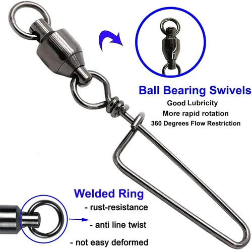 Miniatura 3 de Paquetes de 10, 30 rodamientos de bola alta resistencia para pesca con gancho Coastlock, Anillos de soldadura fuerte para pesca en agua salada