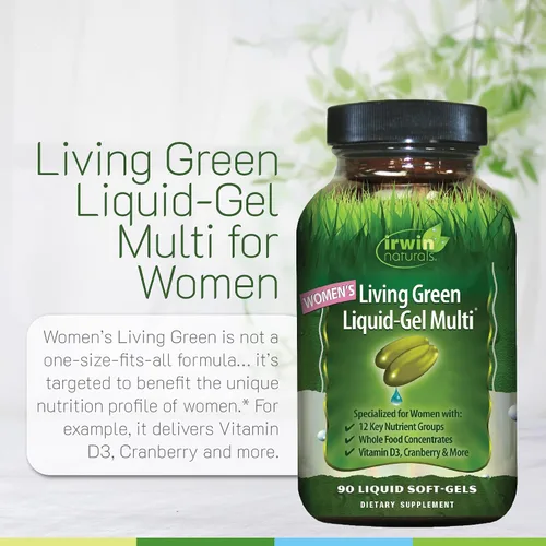 Miniatura 5 de Irwin Naturals Living Green Liquid Gel Multi para Mujer - 90 Geles Líquidos Suaves