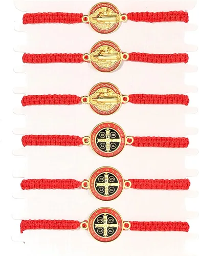 612 pulseras de la Virgen María San Benito San Juda rosario hechas a mano nudo rojo pulsera de la suerte para hombres o mujeres como regalo y se