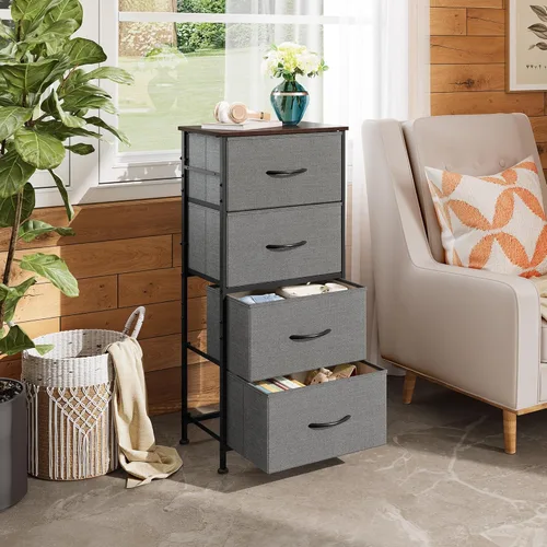 Miniatura 2 de WLIVE - Cómoda con 4 cajones, torre de almacenamiento, unidad organizadora, cómoda de tela para dormitorio, pasillo, entrada, armarios, marco