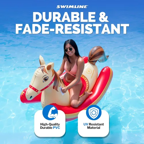 Miniatura 2 de Swimline Flotador inflable para piscina Ride-On – Flotador resistente con asas y respaldos laterales para uso en lago, playa y patio trasero