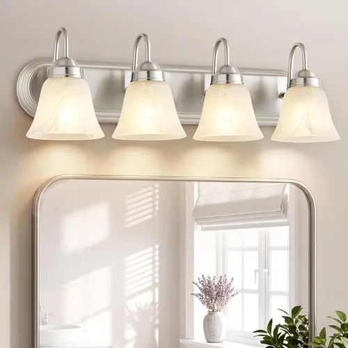 Miniatura 9 de EJIAXIN Lámpara de baño de 3 luces sobre espejo – Accesorios de iluminación vintage para baño, lámpara de pared fácil de instalar, luces de tocador