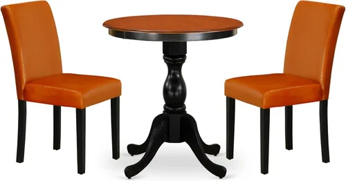 Miniatura 17 de East West Furniture ESAB3-BCH-06 - Juego de mesa de cocina de 3 piezas contiene una mesa de comedor redonda con pedestal y 2 sillas de comedor
