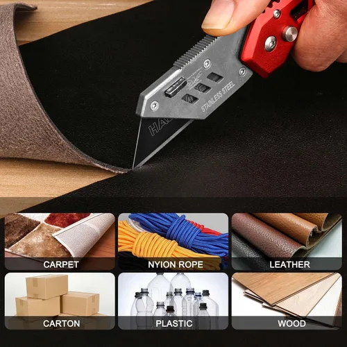 Miniatura 3 de HAUTMEC SK2H HT0265 - Cuchillas de corte de caja con dispensador de seguridad y revestimiento negro resistente al óxido, cuchillas de repuesto ultra