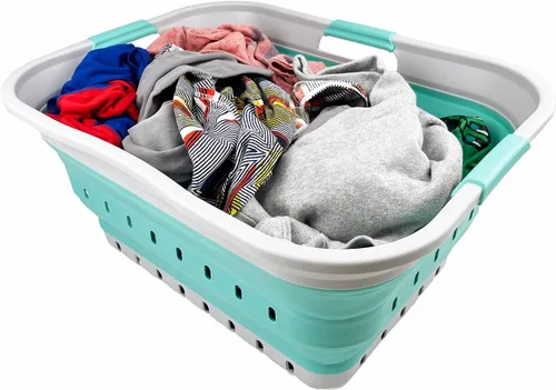 Miniatura 6 de SAMMART Cesta plegable de plástico para la ropa sucia de 42 litros (11 galones) - Contenedor/organizador plegable - Tina de lavado portátil - Cesta