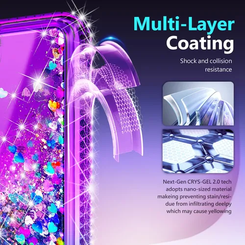 Miniatura 14 de NGB - Funda de teléfono diseñada para Samsung Galaxy S9+ Plus, morado/azul, con purpurina líquida para mujeres y niñas, con protector de pantalla