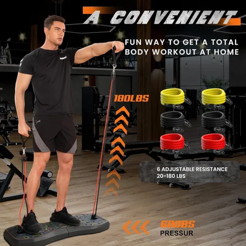 Miniatura 7 de LALAHIGH Push Up Board,36 in 1 Home Gym Equipment with Ab Roller Wheel & Resistance Bands, Portable Foldable Workout Board for Full Body Strength