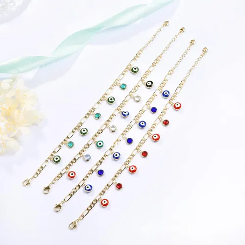 Miniatura 4 de Pulseras de mal de ojo para mujer, chapado en oro de 14 quilates, circonitas cúbicas para adolescentes, joyas de mal de ojo, circonita
