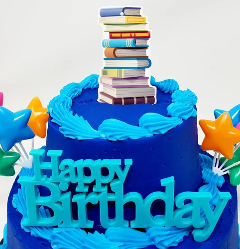 Miniatura 4 de Bookworm Book Lover - Juego de decoración para pastel de cumpleaños (diseño único)