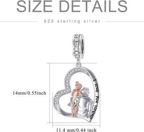 Miniatura 227 de PROESS Dije para padre, madre e hija, pulsera de plata de ley para pulseras, regalos de cumpleaños, día de San Valentín, para hija, madre, amante