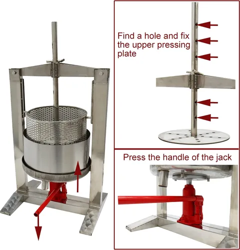 Miniatura 2 de TECHTONGDA Prensa de vino de frutas 20L trituradora Juicer para Apple Grape Juice Maker Acero inoxidable hidráulico Jack