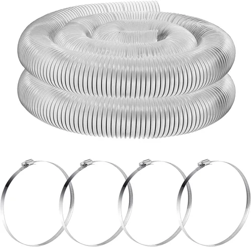 Amylove Manguera de recogida de polvo de PVC pesado de 2.5 pulgadas, 20 pies, manguera flexible de PVC transparente con bobina de alambre de acero