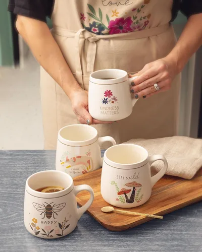 Miniatura 3 de Karma, Taza de cerámica de flora de 18 onzas, bonita taza de café y té, tazas de café de cerámica para mujeres y hombres, gato