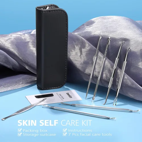 Miniatura 4 de Teenitor Kit de herramientas para reventar espinillas 7 en 1, removedor de puntos negros, extractor de espinillas, extractor de comedones para cara