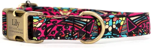 Miniatura 2 de Collar de perro personalizado con nombre y número de teléfono grabado, collar ajustable personalizado para cachorros, collar de algodón orgánico