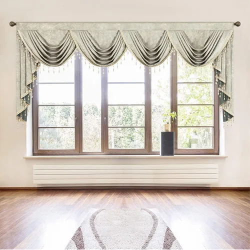 Miniatura 51 de VOGOL Cenefa de cortinas de terciopelo grueso para dormitorio, cenefas de cascada de lujo con aislamiento térmico dorado para sala de estar formal