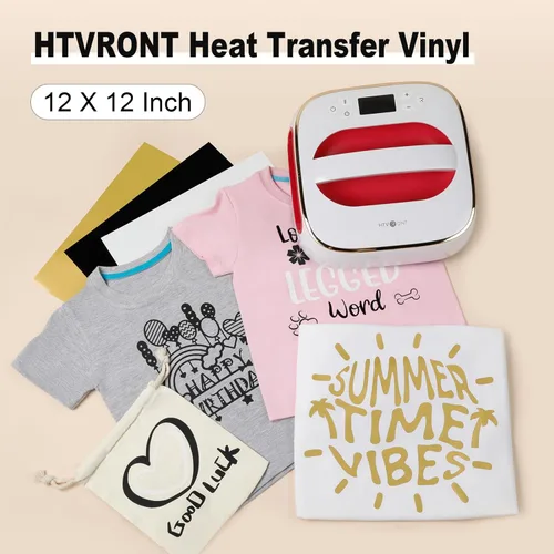 Miniatura 5 de HTVRONT Paquete de Vinilo de Transferencia de Calor HTV Negro: Paquete de 10 de 12"x12" Vinilo Termoadhesivo para Camiseta