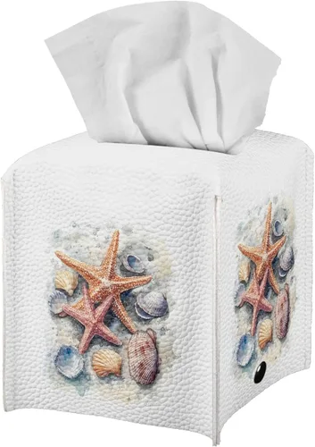 Miniatura 21 de ZFRXIGN Caja de pañuelos de hongos estética, funda cuadrada de piel sintética, organizador con cinturón inferior para tocador, encimera, mesita