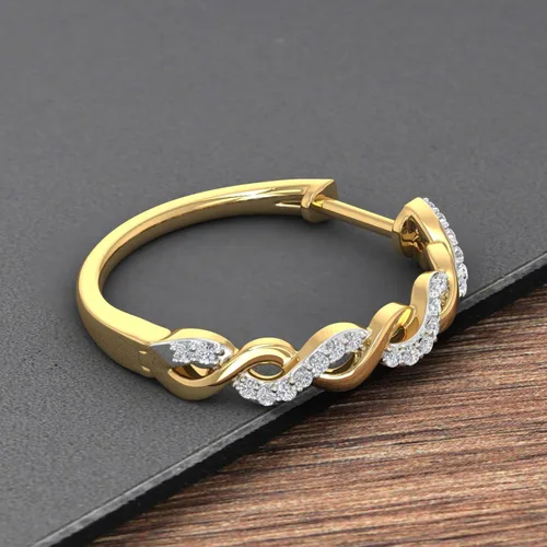 Miniatura 6 de Aretes de aro trenzados de diamantes de 15 quilates en oro de 10 quilates