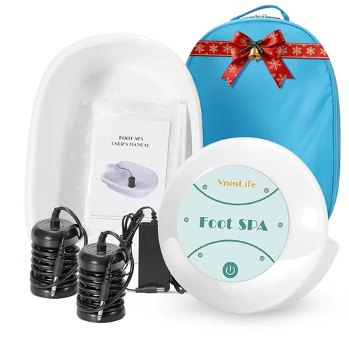VnioLife Máquina de Baño de Pies Iónico Desintoxicante con Bolsa, Máquina Portátil de Desintoxicación de Pies, Spa Iónico de Pies con Limpieza