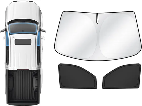 Karltys 3 piezas parasol para parabrisas para Chevy Silverado 1500 2019-2025, parasol reflectante para ventana delantera y lateral para Chevrolet