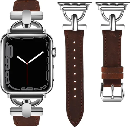 Miniatura 17 de Wearlizer Correa de cuero compatible con correas de Apple Watch para mujeres de 1.614 in, 1.575 in, 1.496 in, 1.929 in, 1.811 in, 1.772 in, 1.732