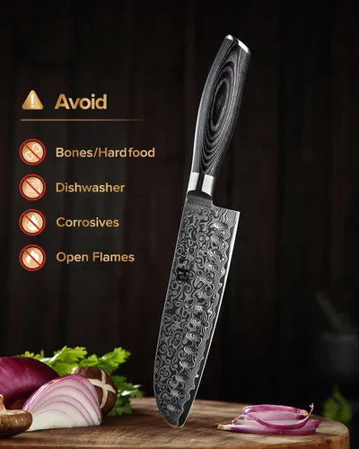 Miniatura 8 de XINZUO Cuchillo de cocina de 5 piezas, juego de cuchillos de chef profesional de acero de Damasco súper afilado con mango de madera de Pakkawood
