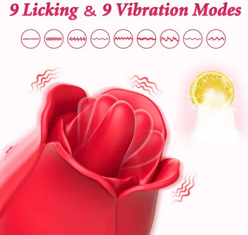 Miniatura 2 de Vibrador de juguete rosa para mujer, mini estimulador de clítoris para lamer la lengua con 9 placeres vibradores para estimulación del clítoris
