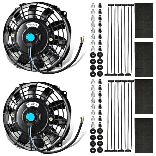 Miniatura 8 de MuHize Kit de ventilador de refrigeración universal de radiador de 16 pulgadas, ventilador eléctrico de alto rendimiento de 12 V 120 W