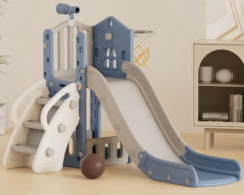 Miniatura 13 de XJD Tobogán 7 en 1 para niños pequeños de 12 a 36 meses, nueva actualización con golf, aro de baloncesto para juegos en interiores y exteriores