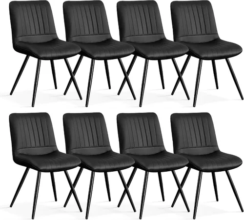 Miniatura 51 de Sillas de comedor, modernas sillas de comedor con cojines gruesos, sillas tapizadas de piel sintética para cocina, comedor con patas de metal