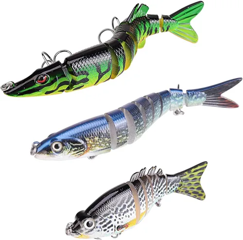 Juego de señuelos de pesca, cebo multietapa, cebo biónico de hundimiento lento para lubina de agua dulce y salada, regalo de pesca para hombres